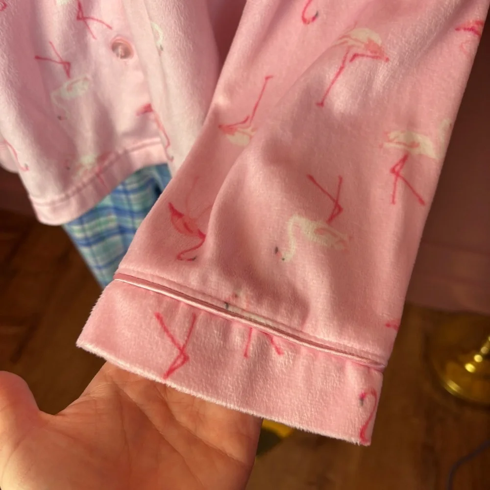 Adorable Pink Flamingo Print Pajama Top Soft Cozy Lounge Bay Studio Sz Medium